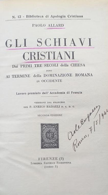 Gli schiavi cristiani. Dai primi tre secoli della Chiesa al termine della dominazione romana in occidente - copertina
