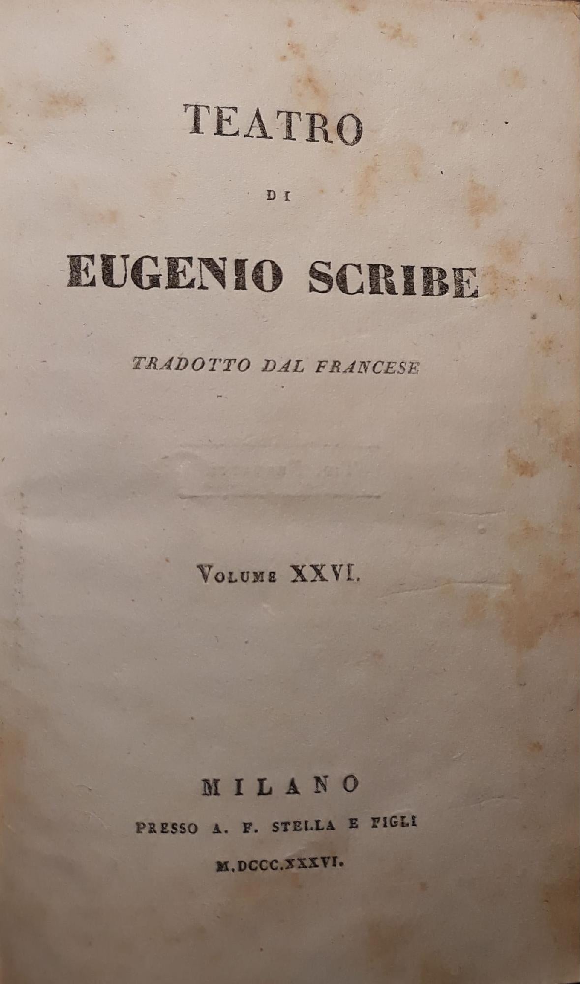 Teatro di Eugenio Scribe (volume XXI) - copertina