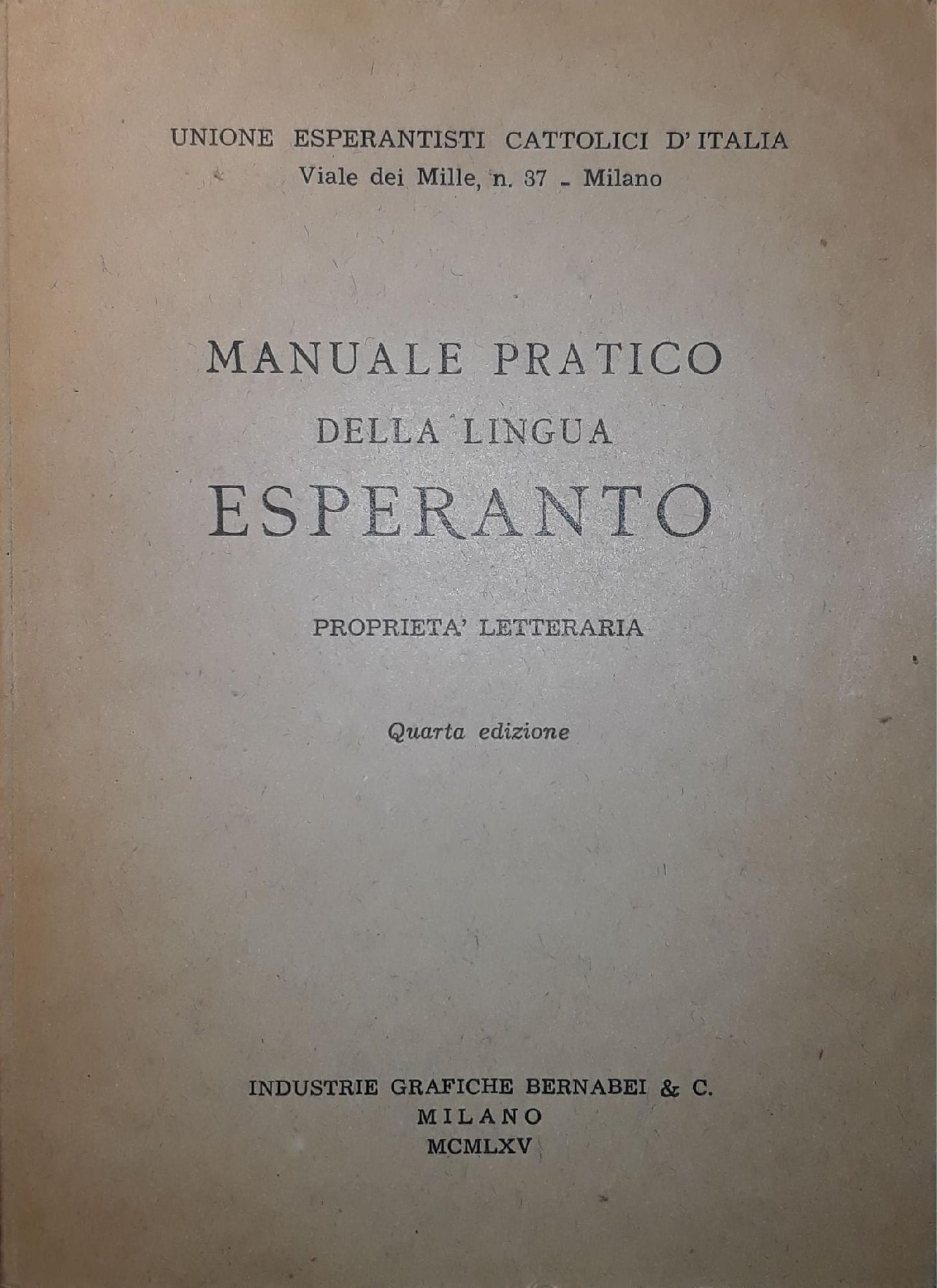 Manuale pratico della lingua esperanto - copertina