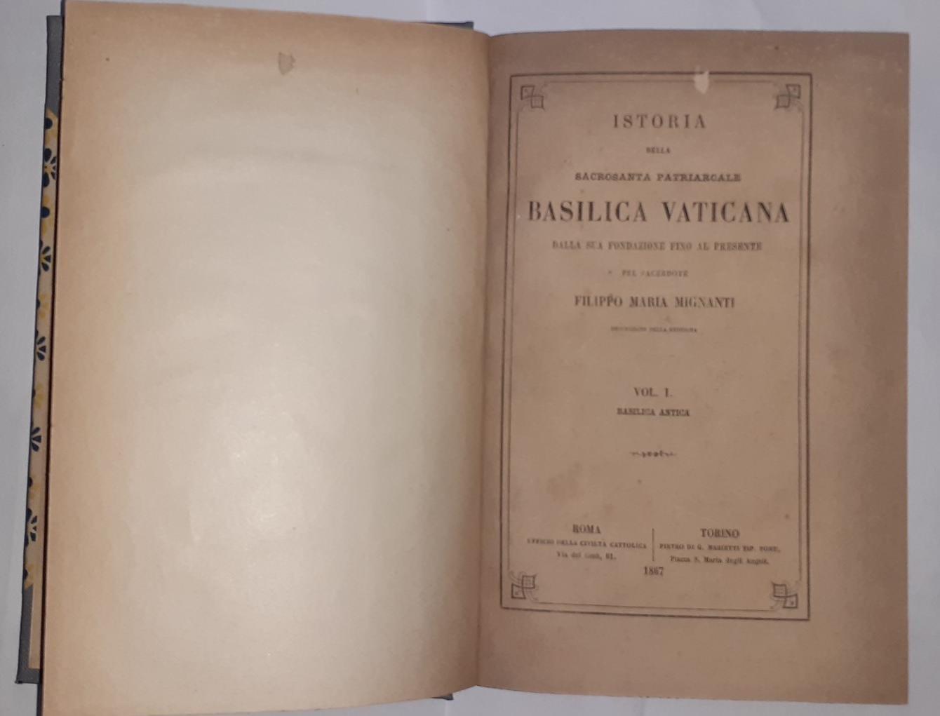 Istoria della Sacrosanta Patriarcale Basilica Vaticana Vol I - copertina
