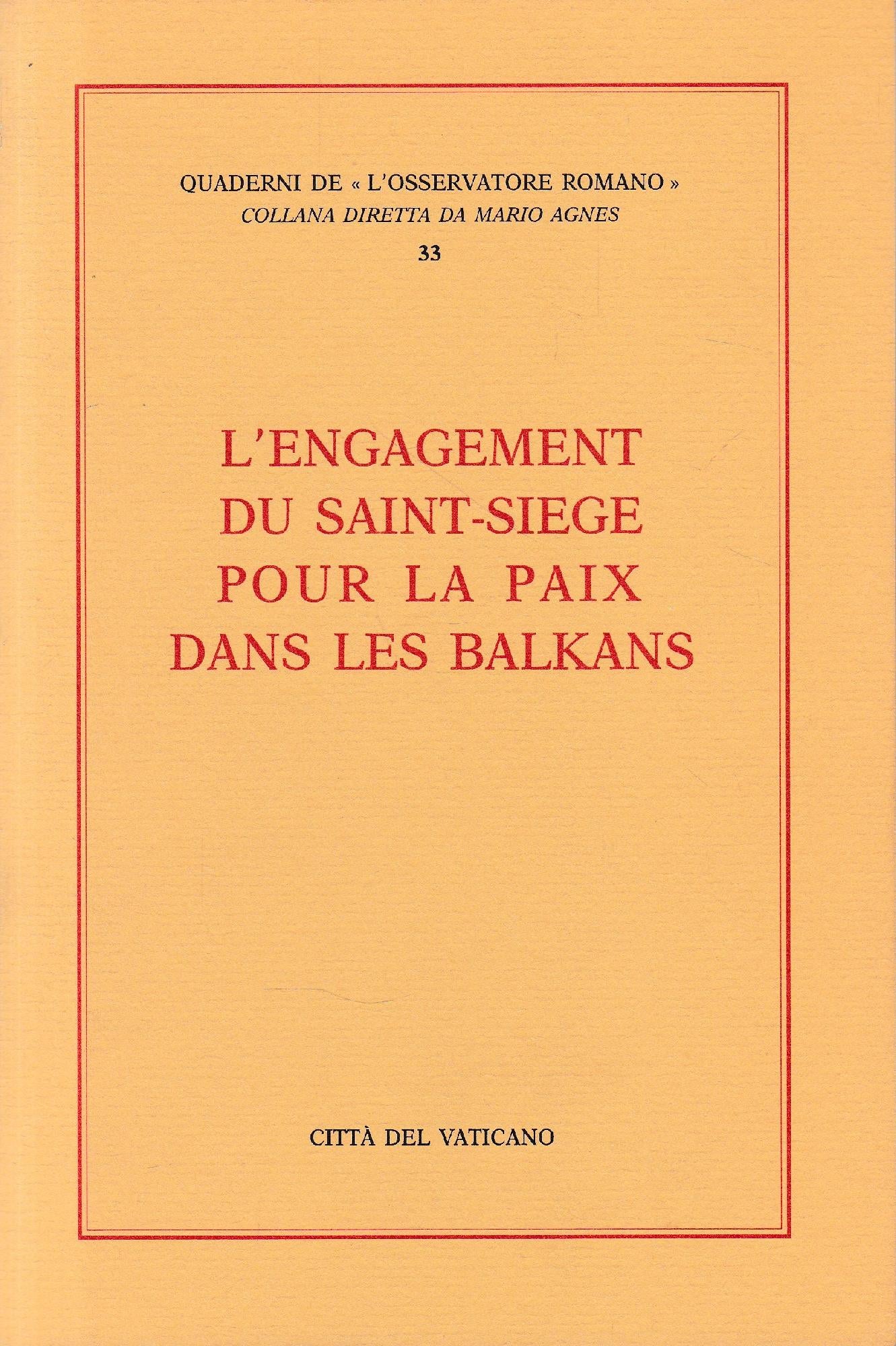 L'engagement du Saint-Siège pour la paix dans les Balkans - copertina