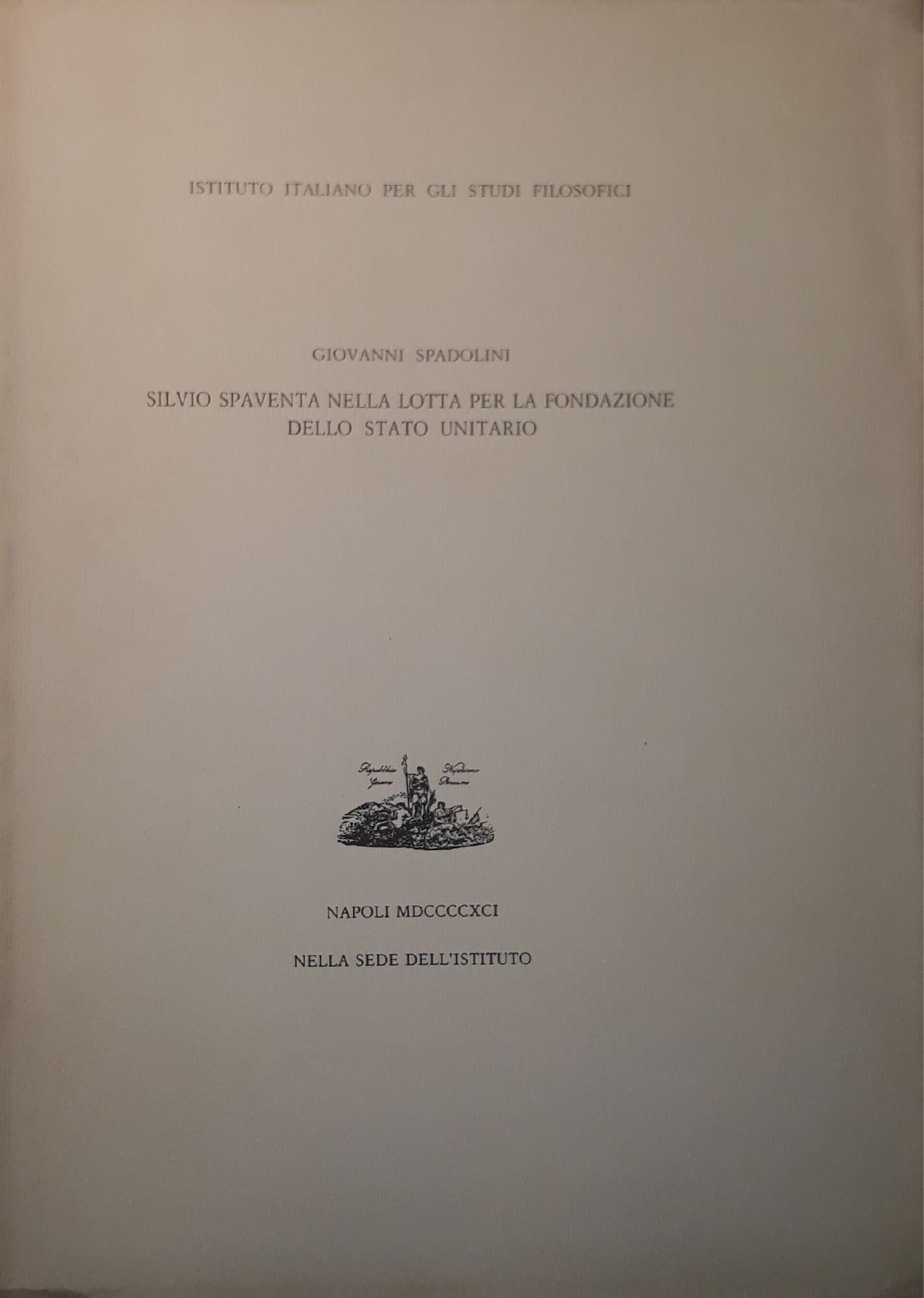 Silvio Spaventa nella lotta per la fondazione dello stato unitario - copertina