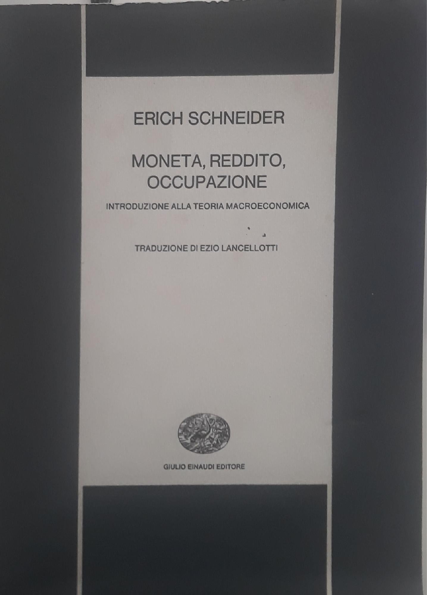 Moneta, reddito, occupazione: introduzione alla teoria macroeconomica - copertina