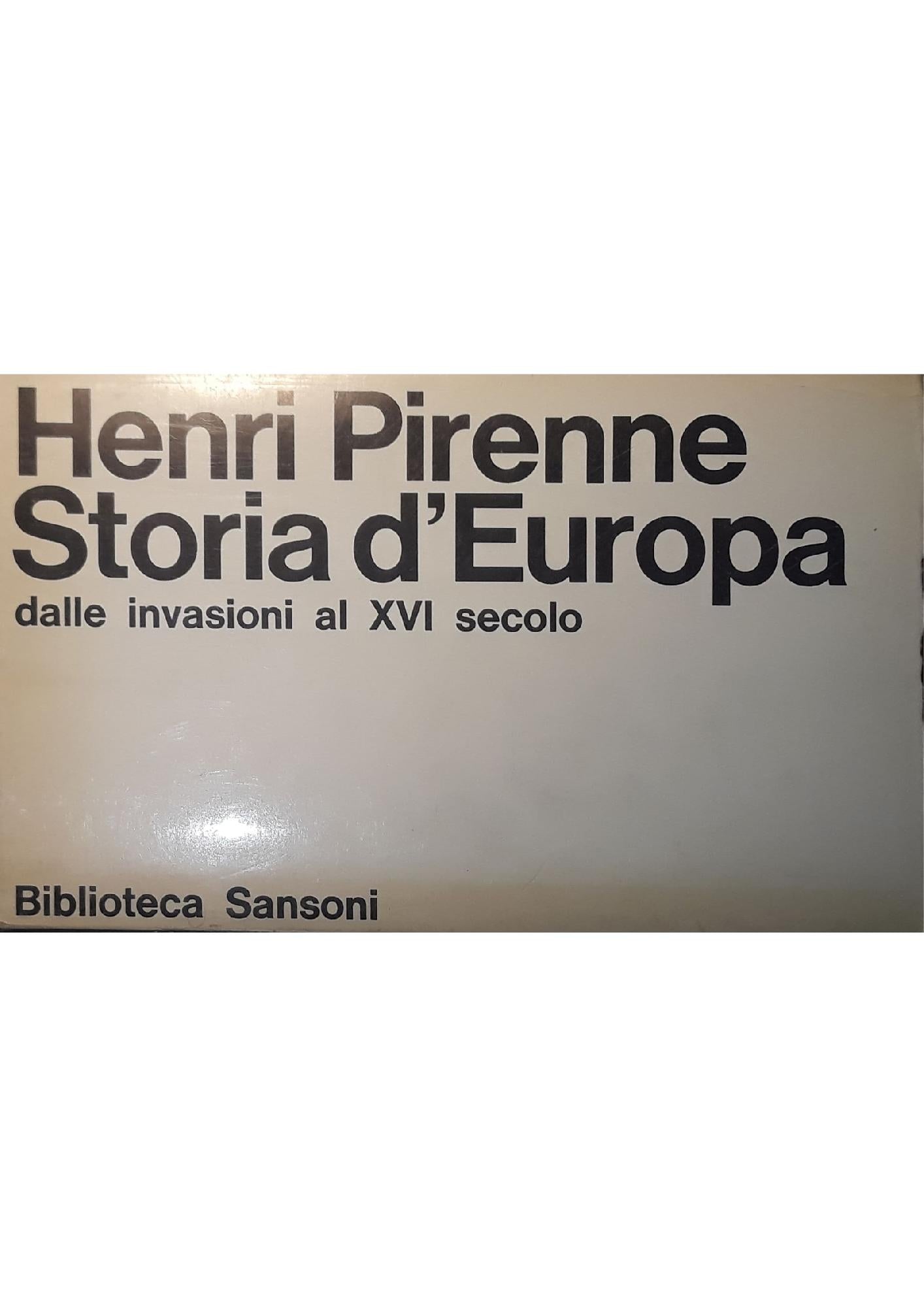 Storia d'Europa dalle invasioni al XVI secolo - copertina