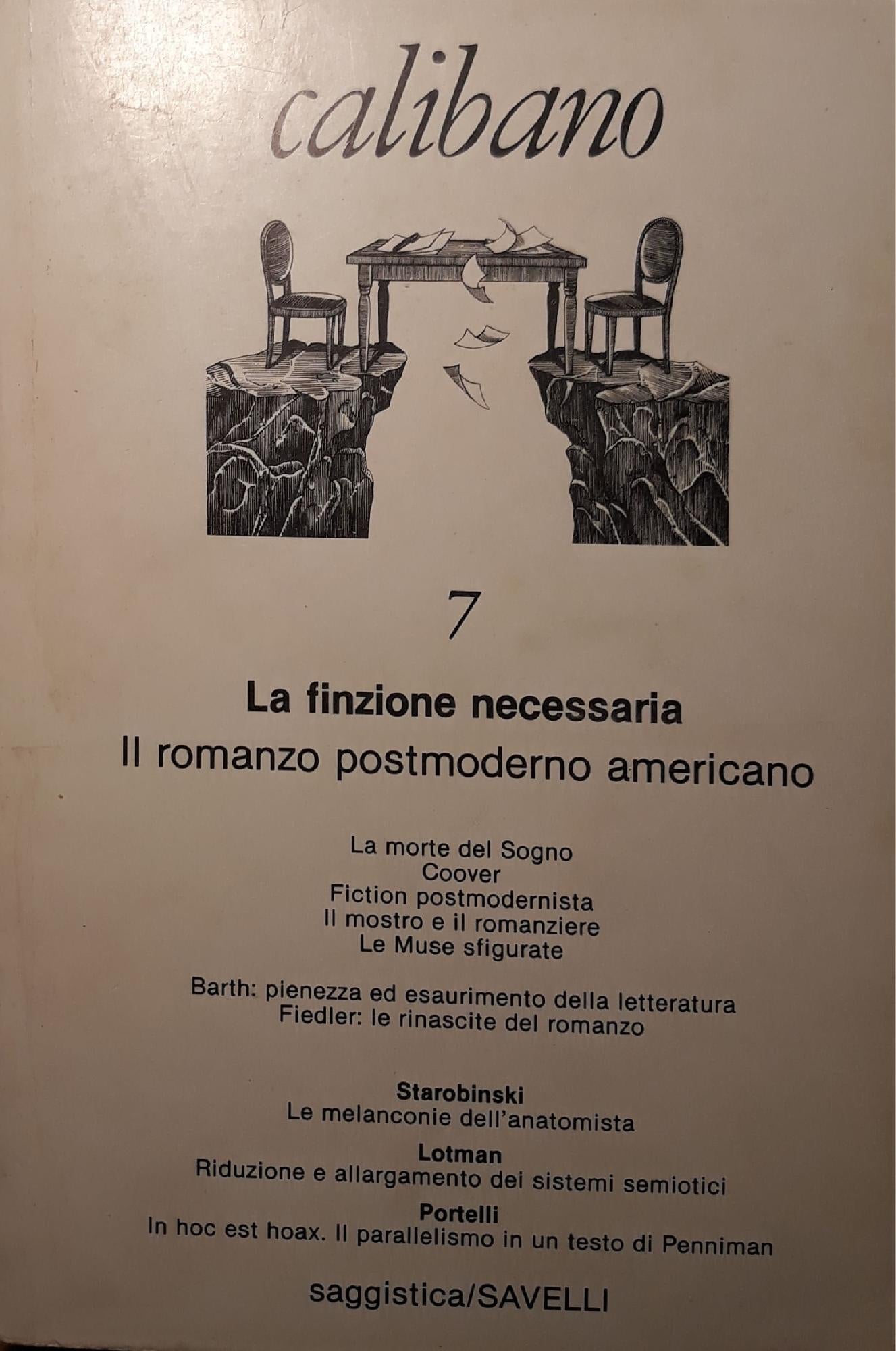Calibano n.7 la finzione necessaria, il romanzo post-moderno americano - copertina