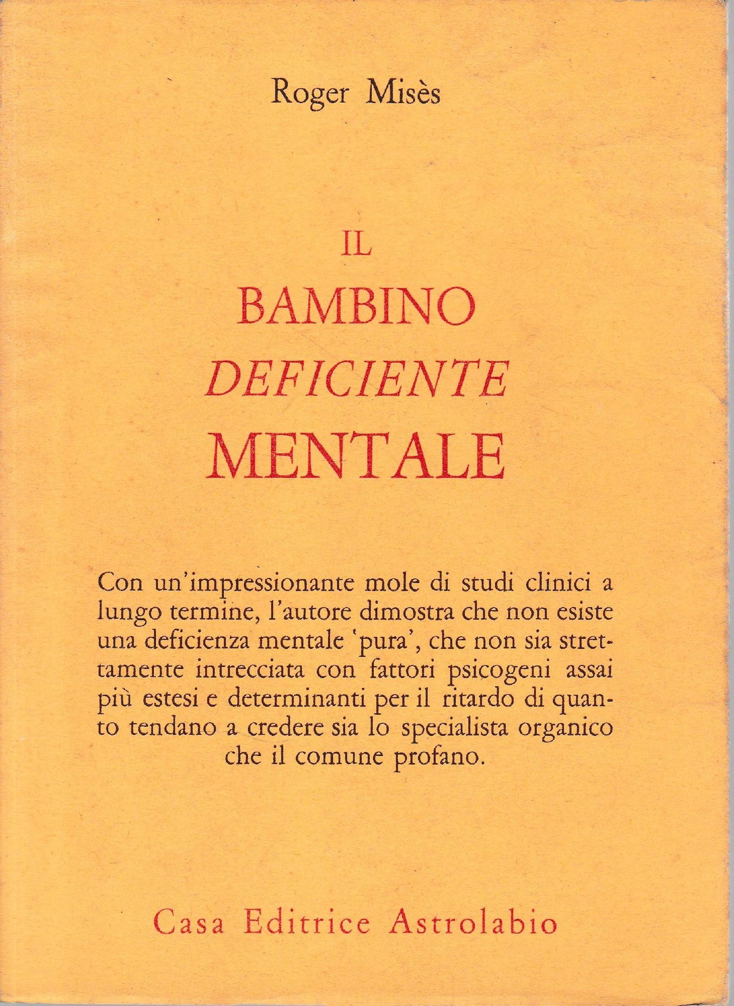 Il bambino deficiente mentale - copertina