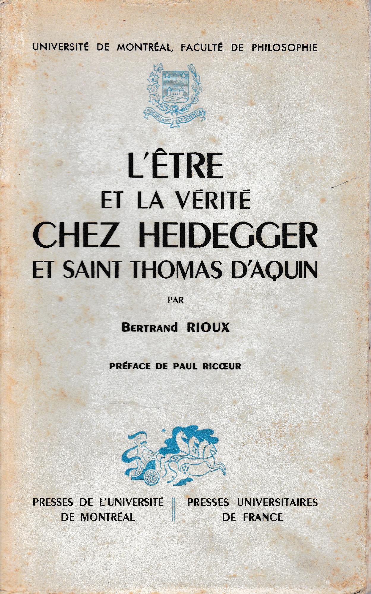 L'etre et la verité chez Heidegger et Saint Thomas D'Aquin - copertina
