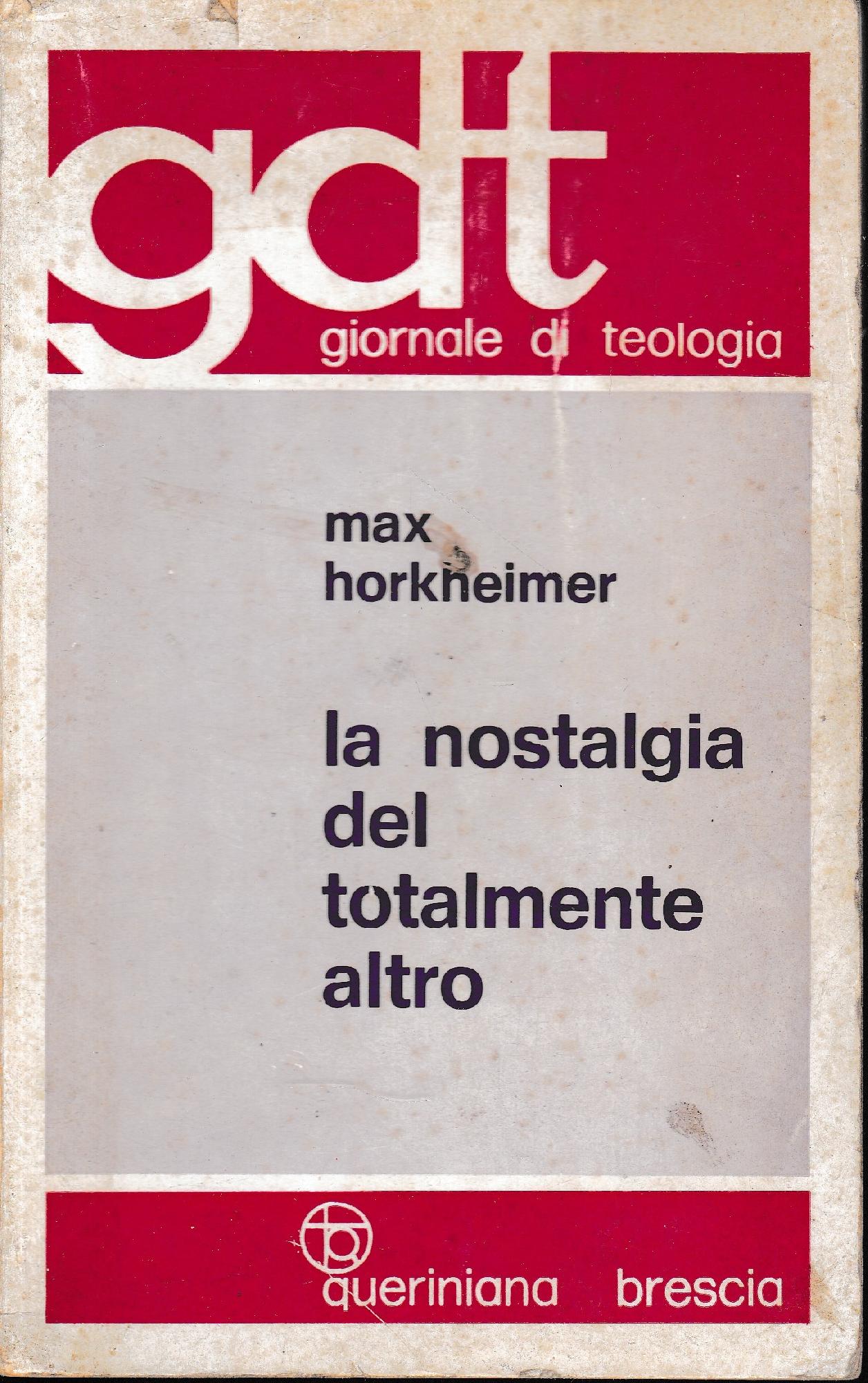 La nostalgia del totalmente altro - copertina