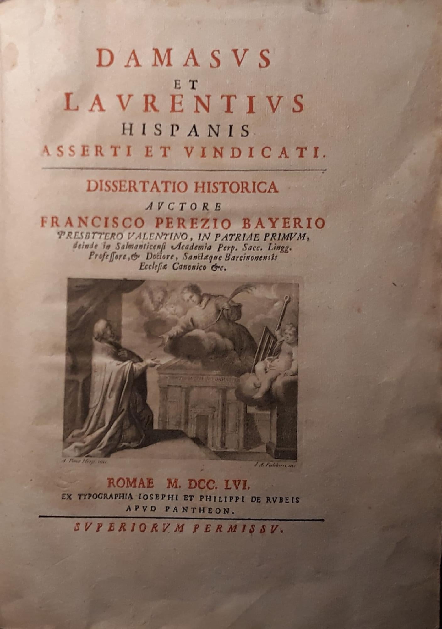 Damasus et Laurentius Hispanis asserti et vindicati. Dissertatio Historica - copertina
