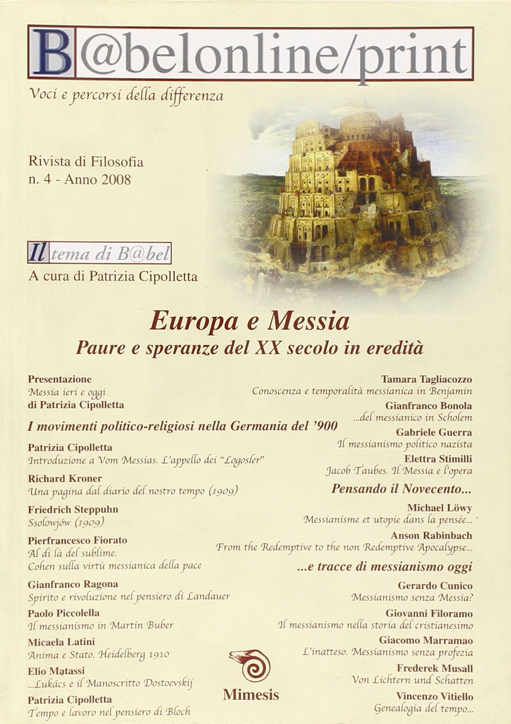 Babeleonline print. Europa e Messia (Vol. 4) - copertina