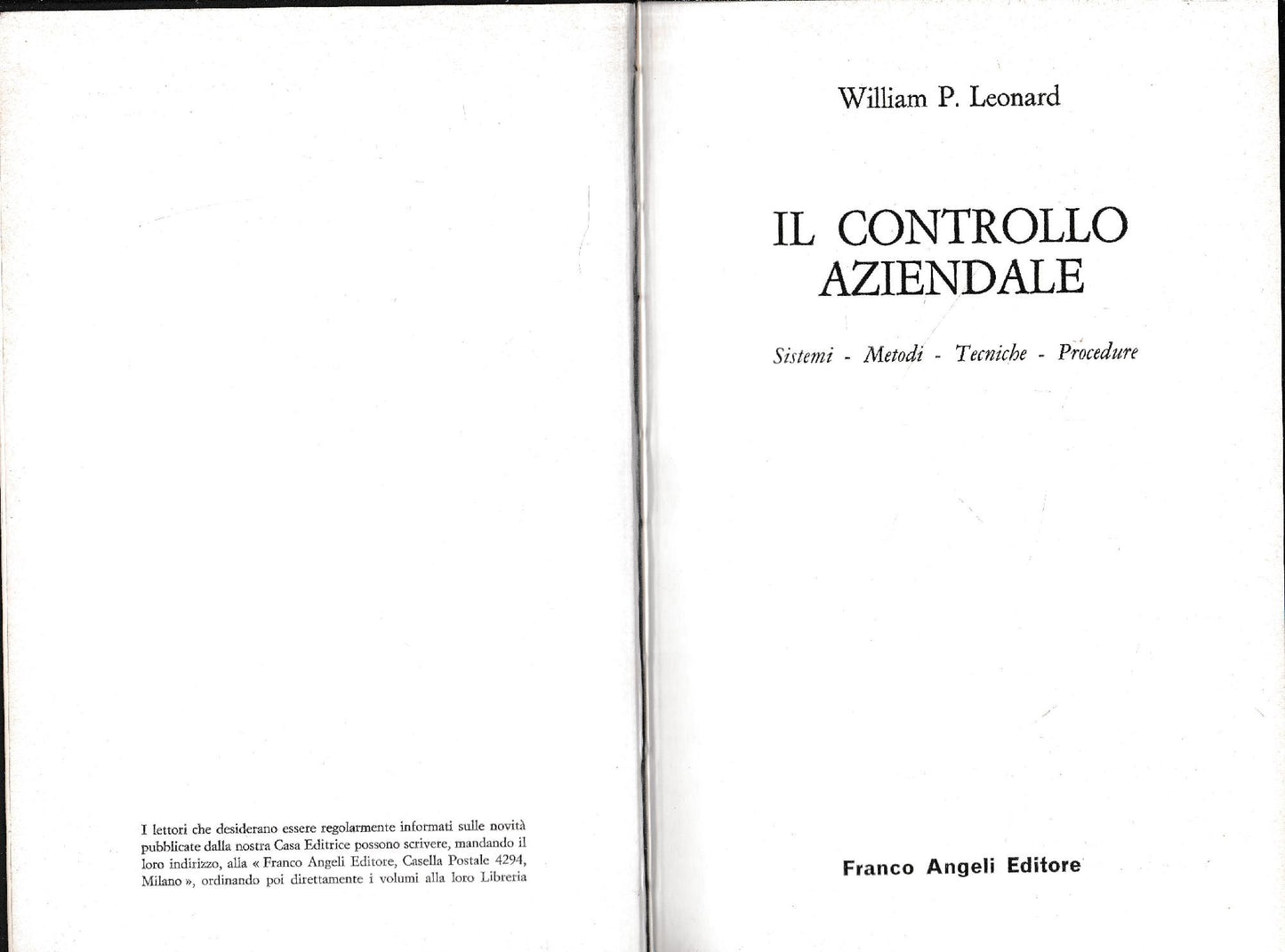 Il controllo aziendale. Sistemi - metodi - Tecniche - Procedure - copertina