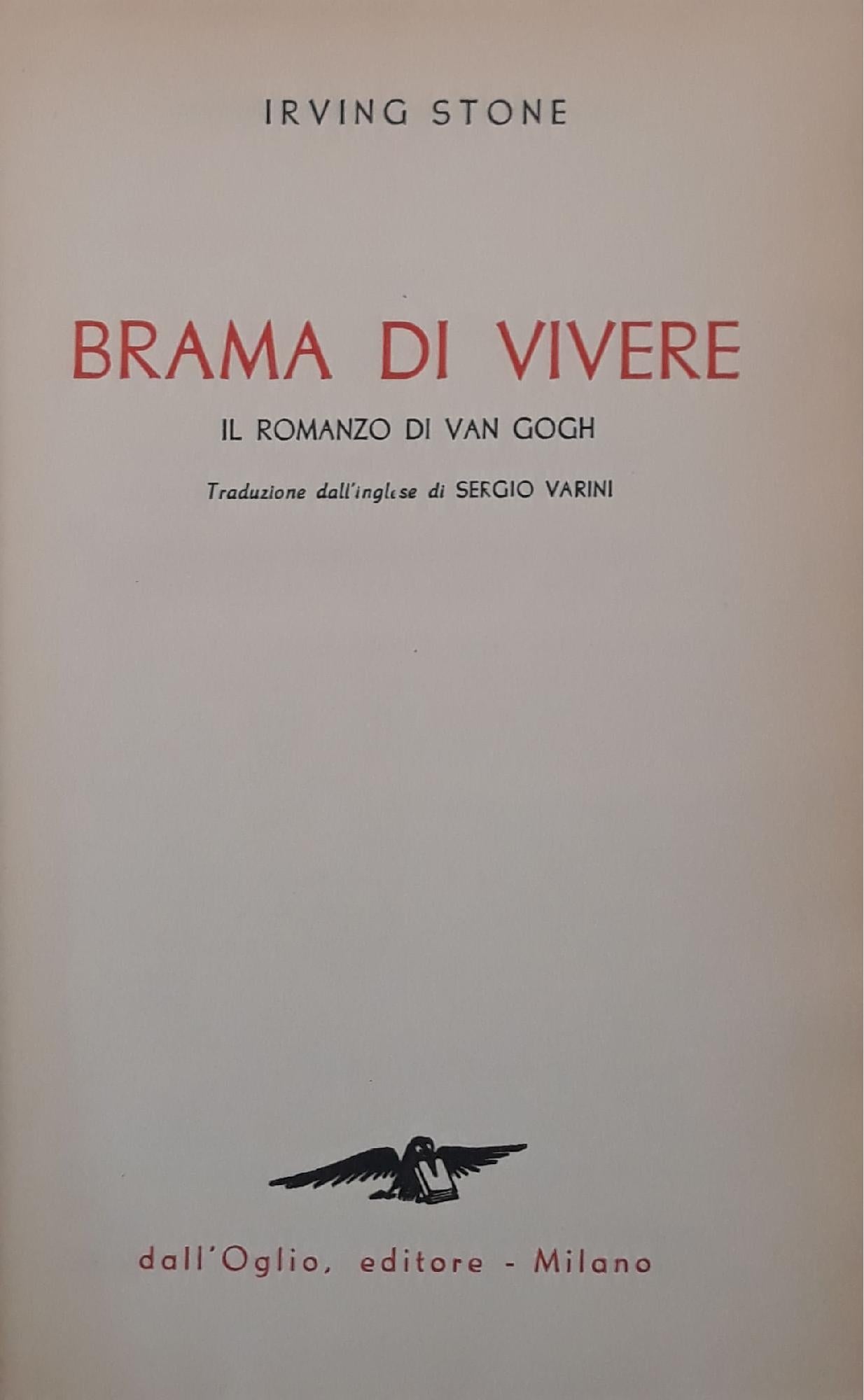 Brama di vivere: il romanzoi di Van Gogh - copertina