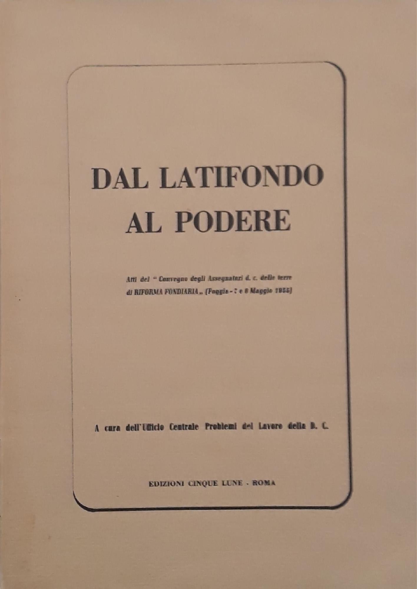 Dal latifondo al podere - copertina