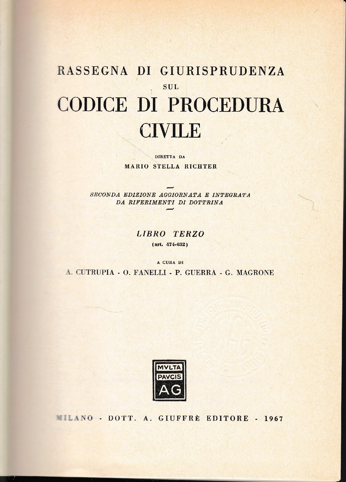 Rassegna di Giurisprudenza sul Codice di Procedura Civile, libro terzo (art. 474-632) - copertina