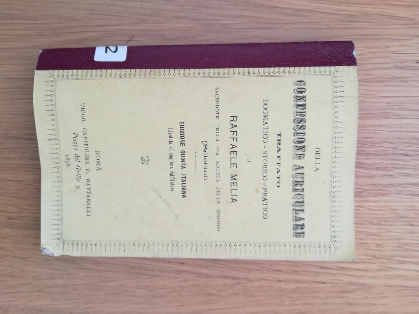 Della confessione auriculare - copertina