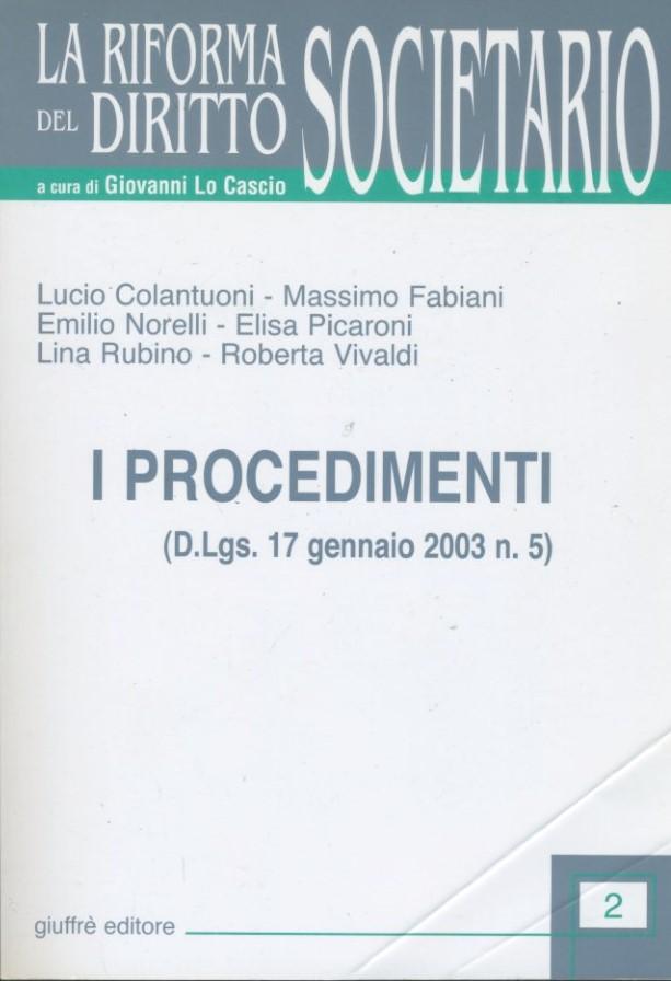 La riforma del diritto societario. I procedimenti. - copertina