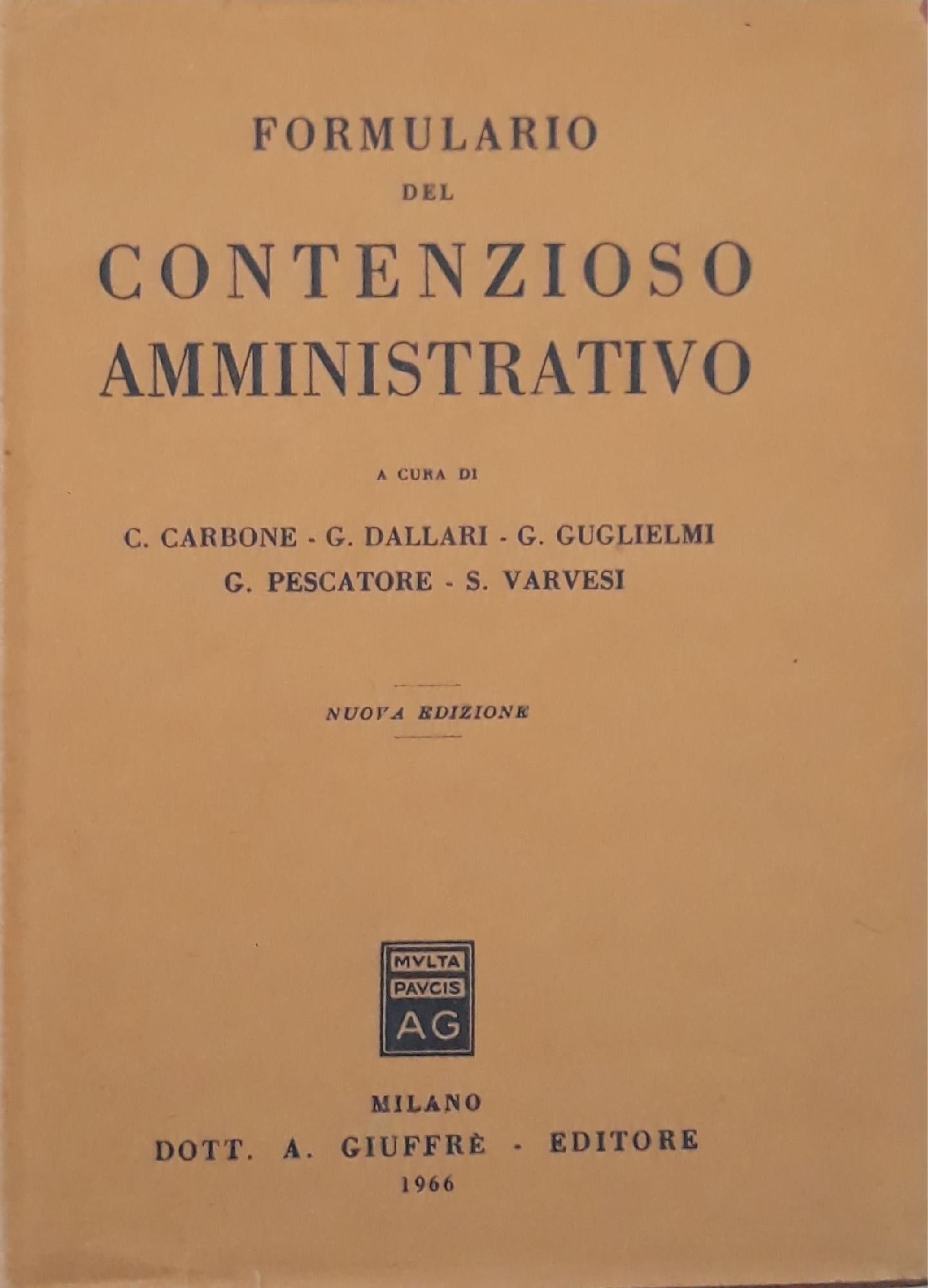 Formulario del contenzioso amministrativo - copertina