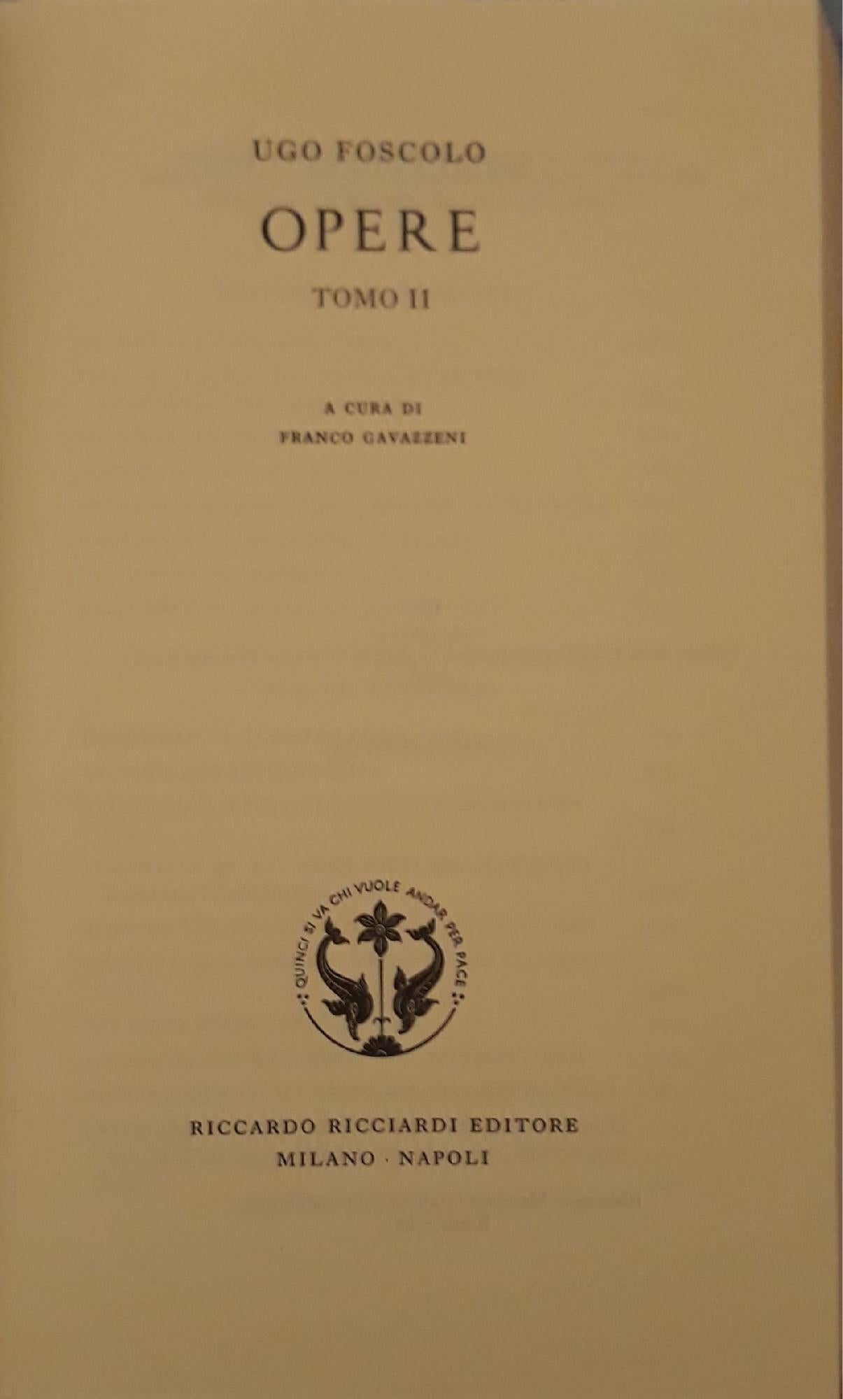 La letteratura italiana Ricciardi: Opere (tomo II) - copertina
