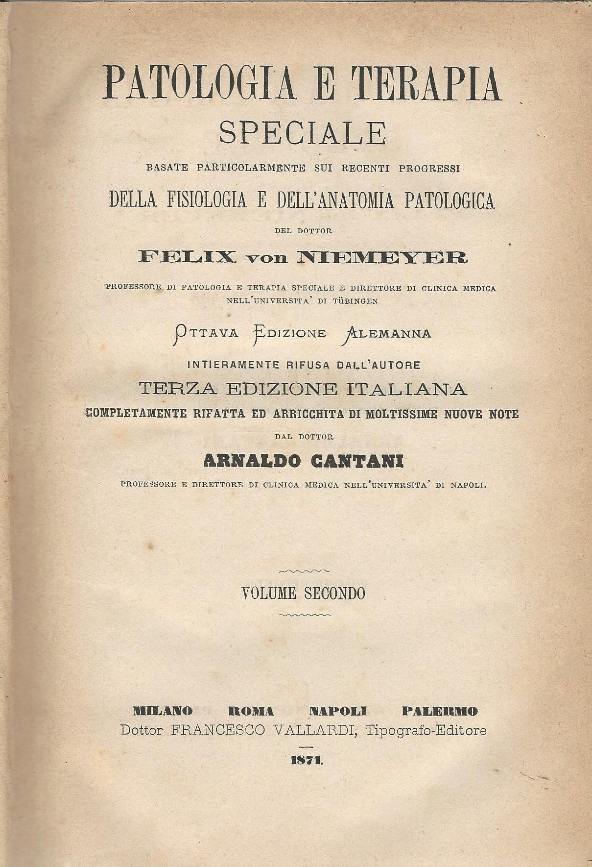 Patologia e terapia speciale basate particolarmente sui recenti progressi della fisiologia e dell'anatomia patologica - copertina