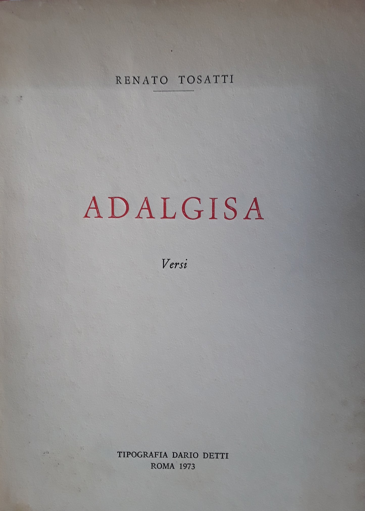 Adalgisa. Versi - copertina