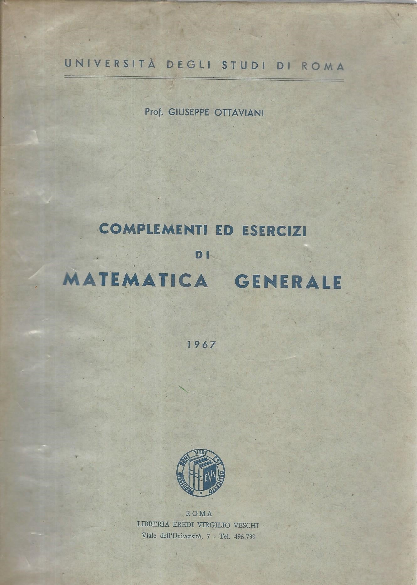 Complementi ed esercizi di matematica generale - copertina