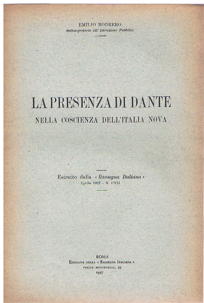 La presenza di Dante nella coscienza dell'Italia nova - copertina