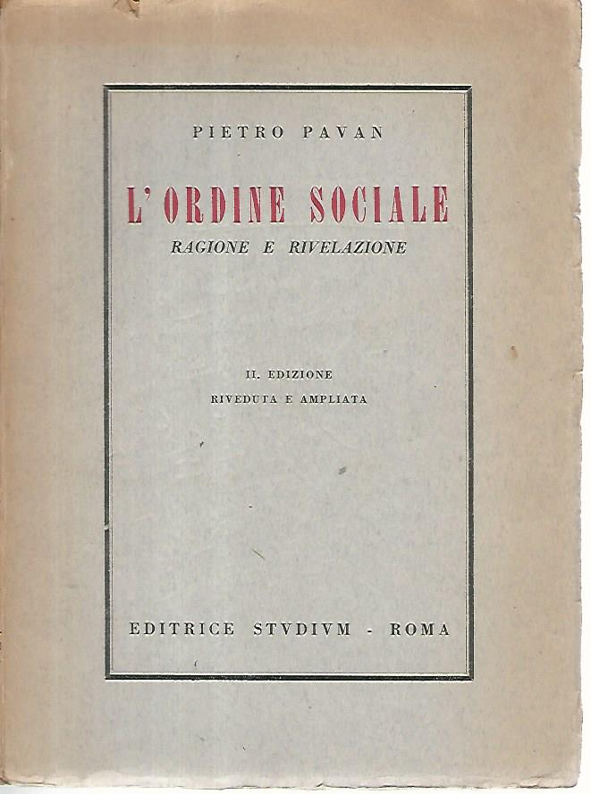 L'ordine sociale. Ragione e rivelazione - copertina