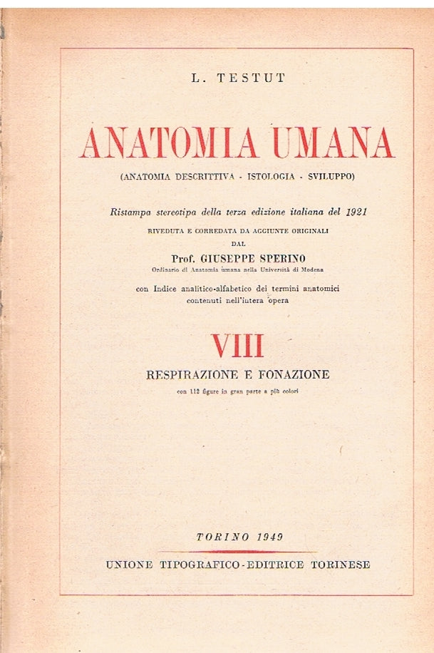 Anatomia umana. VIII Respirazione e fonazione - copertina