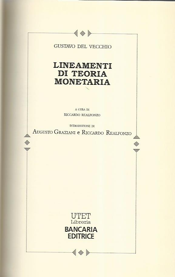 Lineamenti di teoria monetaria - copertina
