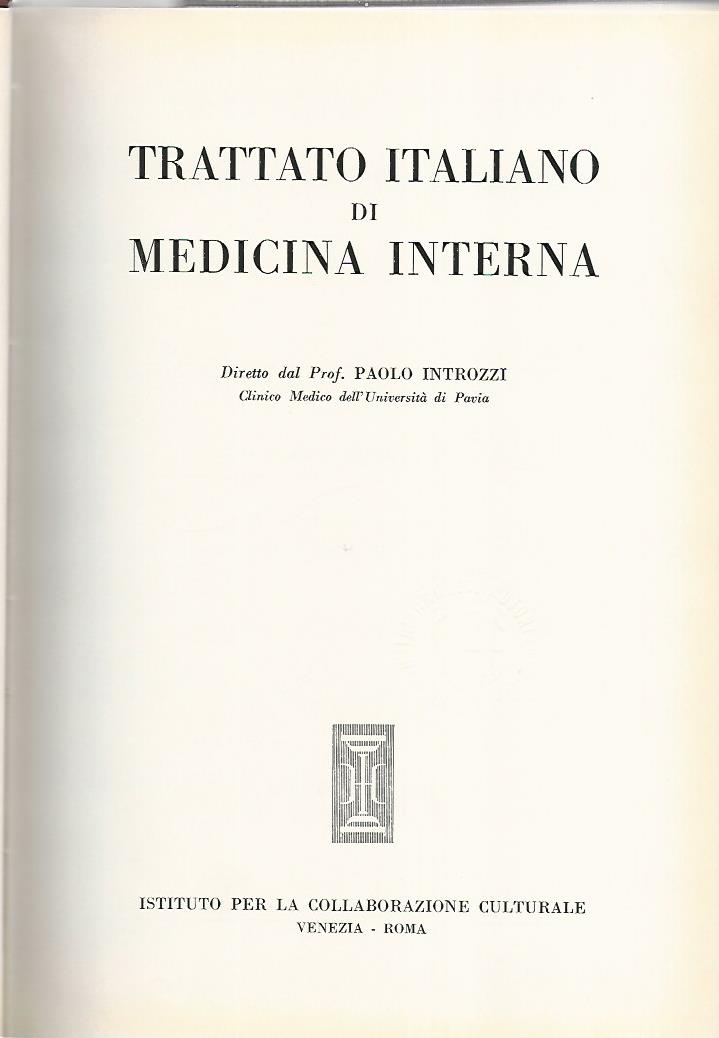 Trattato italiano di medicina interna. Malattie dell'apparato respiratorio.Malattie del mediastino e del diaframma - copertina