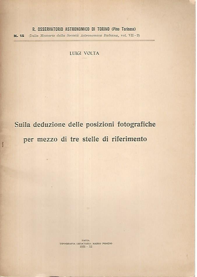 Sulla deduzione delle posizioni fotografiche per mezzo di tre stelle di riferimento - copertina