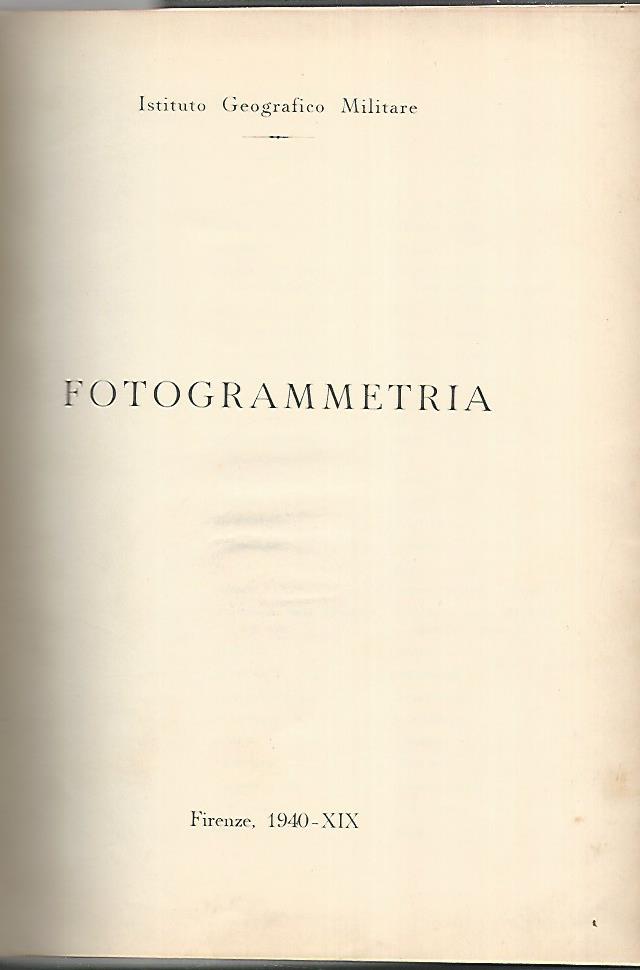 Fotogrammetria - copertina