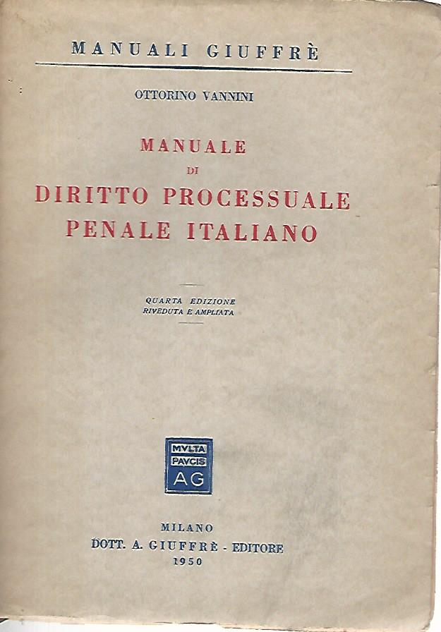 Manuale di diritto processuale penale italiano - copertina