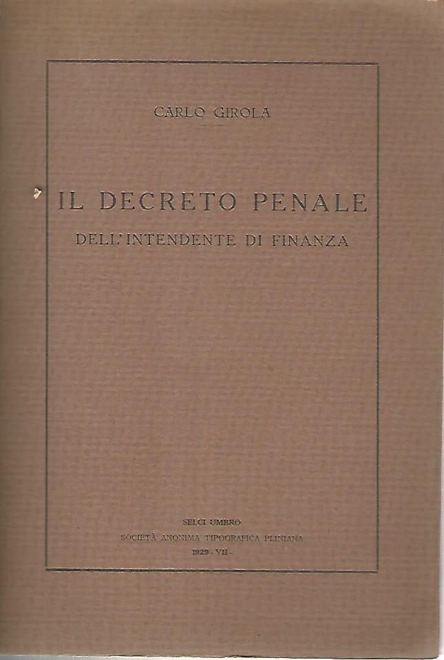 Il decreto penale dell'intendente di finanza - copertina