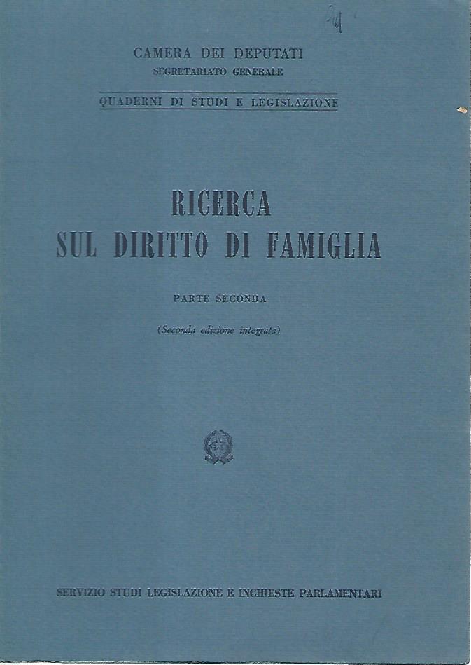 Ricerca sul diritto di famiglia.Parte seconda - copertina