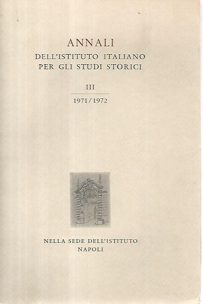 Annali dell'istituto italiano per gli studi storici 1971/1972 - copertina