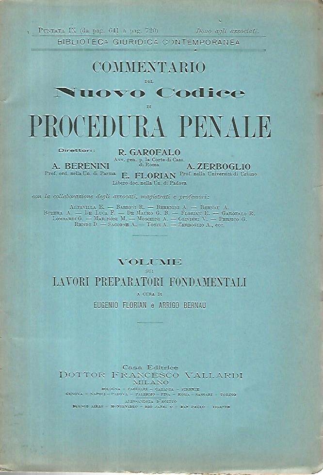 Commentario del nuovo codice di procedura penale. Volume sui lavori preparatori fondamentali. Puntata IX - copertina
