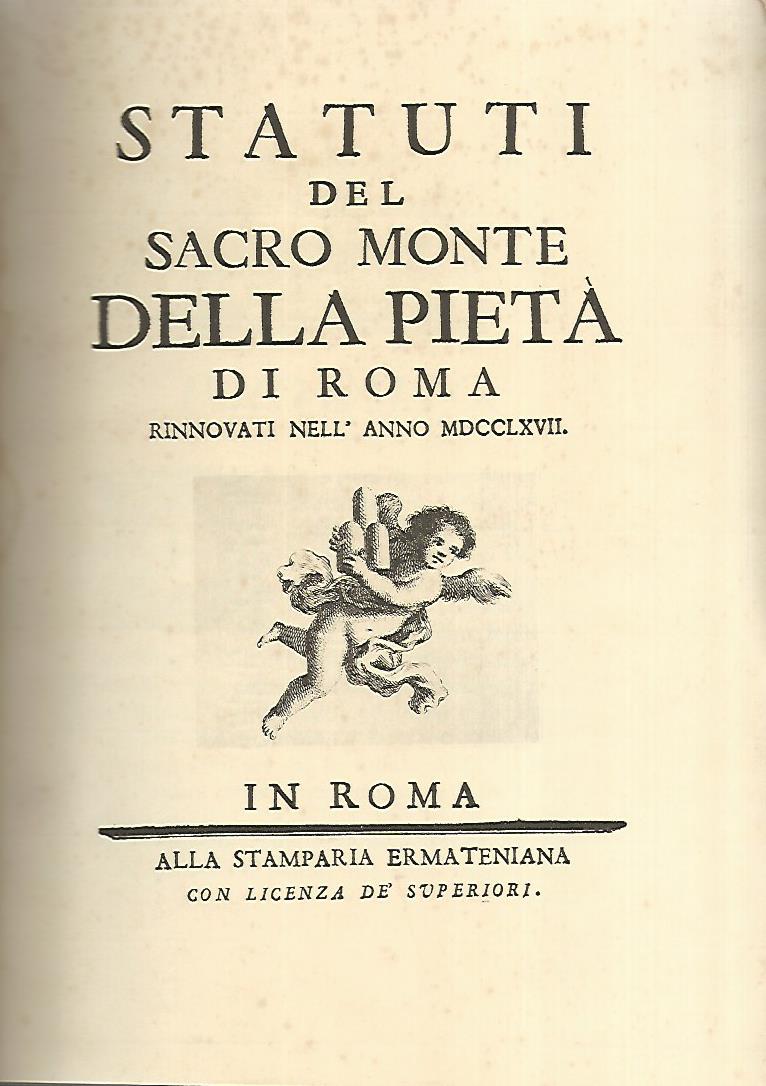 Statuti del Sacro Monte della Pietà di Roma - copertina
