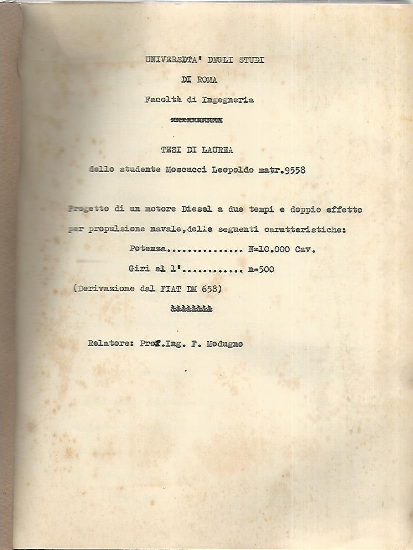 Università degli studi di Roma. Facoltà di ingegneria. Tesi di laurea - copertina