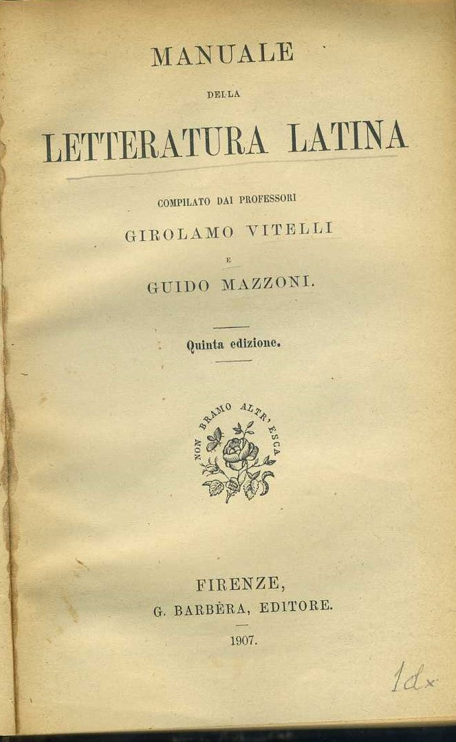 Manuale della letteratura latina - copertina