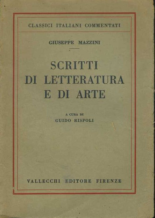 Scritti di letteratura e di arte - copertina
