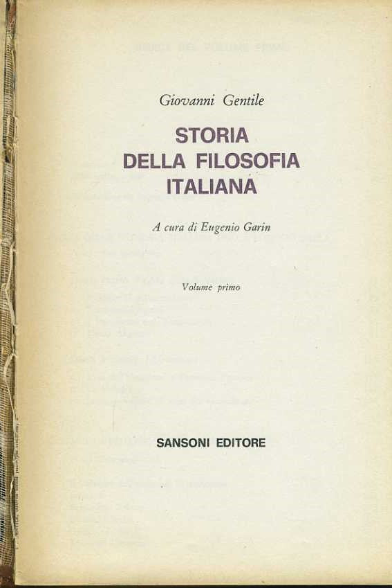 Storia della filosofia italiana. Voll 1-2 - copertina