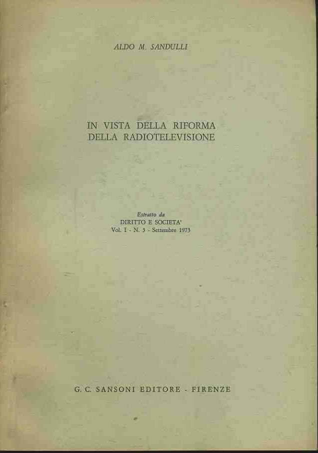 In vista della riforma della radiotelevisione. Estratto - copertina