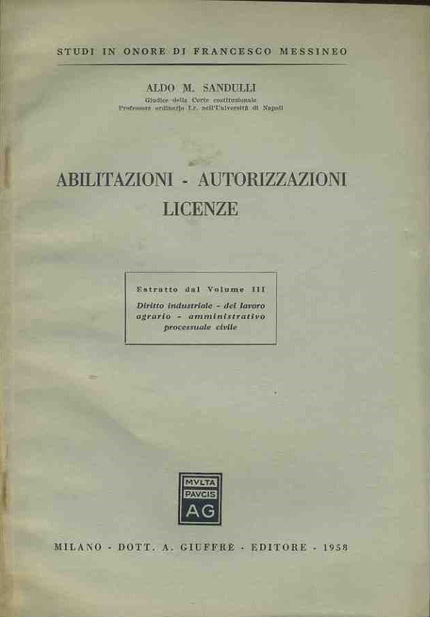Abilitazioni - Autorizzazioni licenze. Estratto - copertina