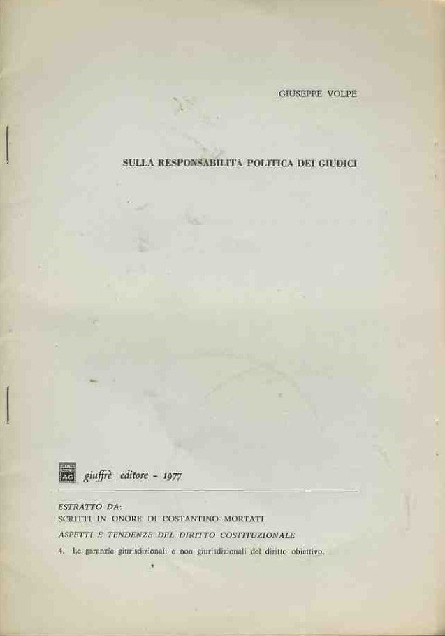 Sulla responsabilità politica dei giudici. Estratto - copertina