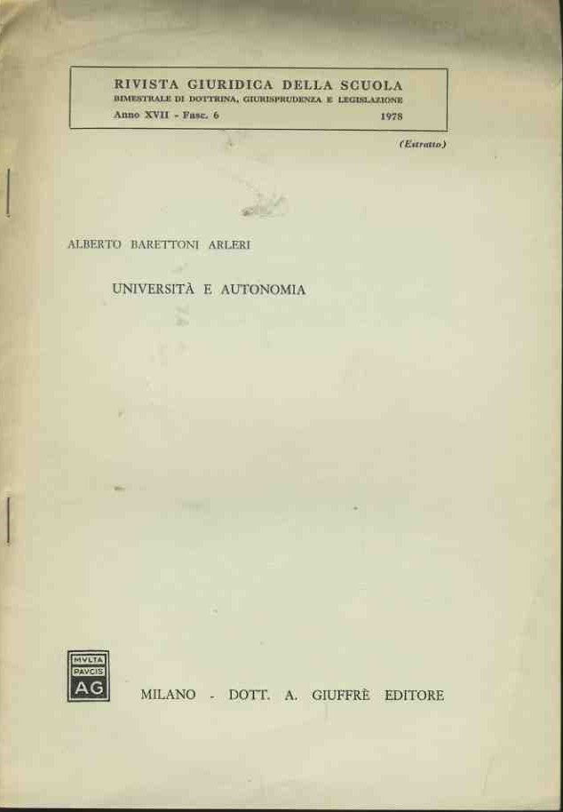 Università e autonomia. Estratto - copertina