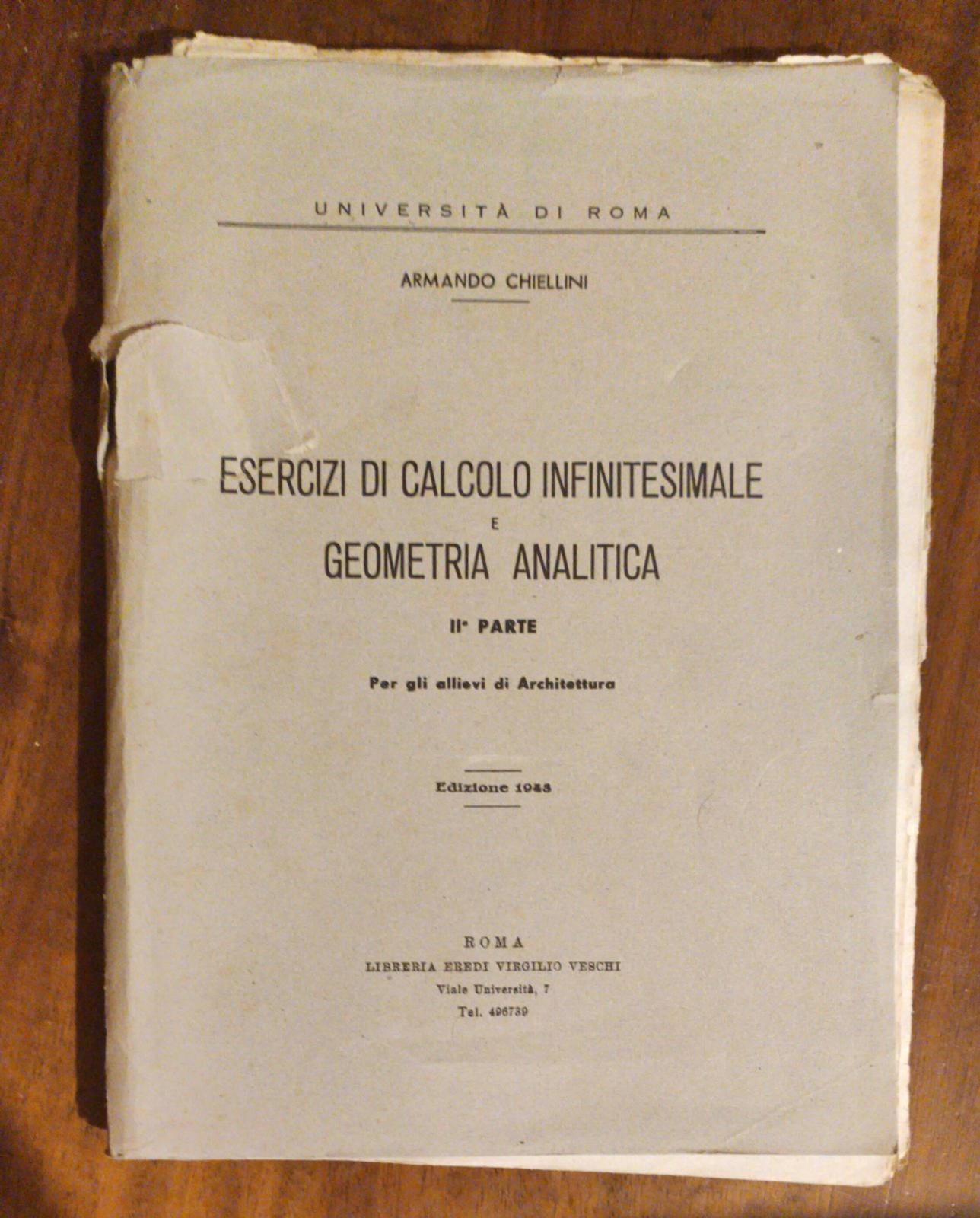 ESERCIZIO DI CALCOLO INFINITESIMALE E GEOMETRIA ANALITICA - copertina