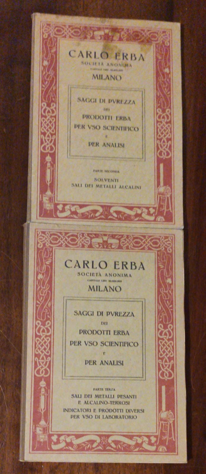 Saggi di purezza dei prodotti Erba per uso scientifico e per analisi parte 2 e 3 - copertina