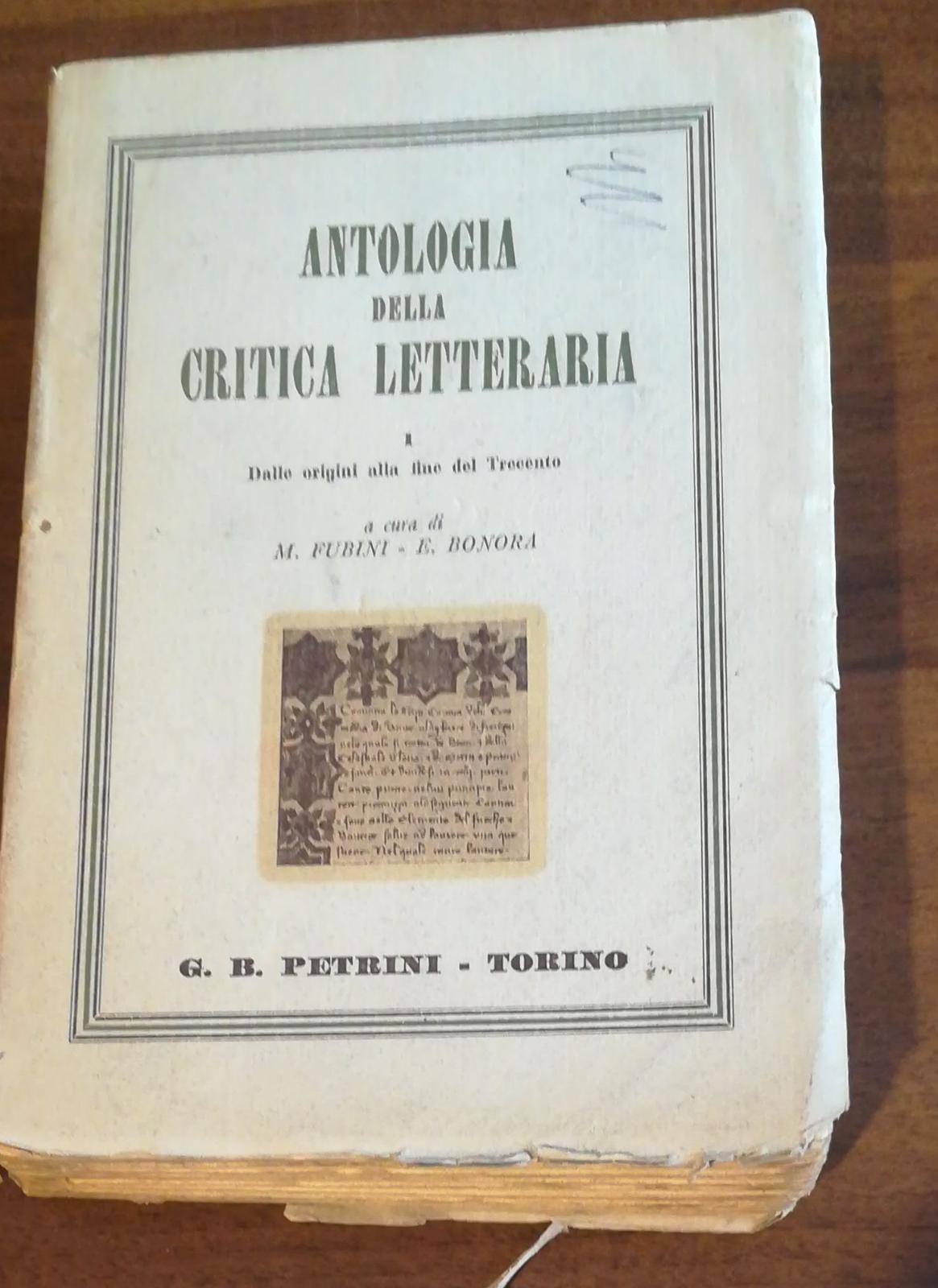 Antologia della critica letteraria. Vol. I - copertina