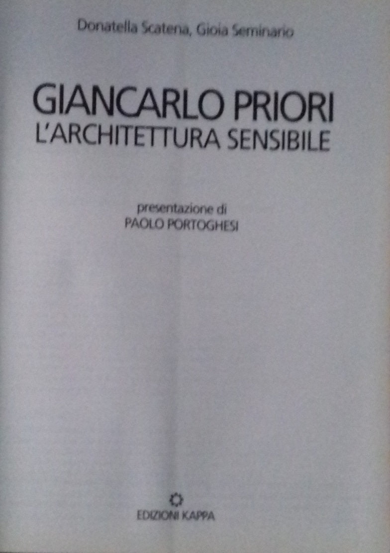 Giancarlo Priori. L'Architettura sensibile - copertina